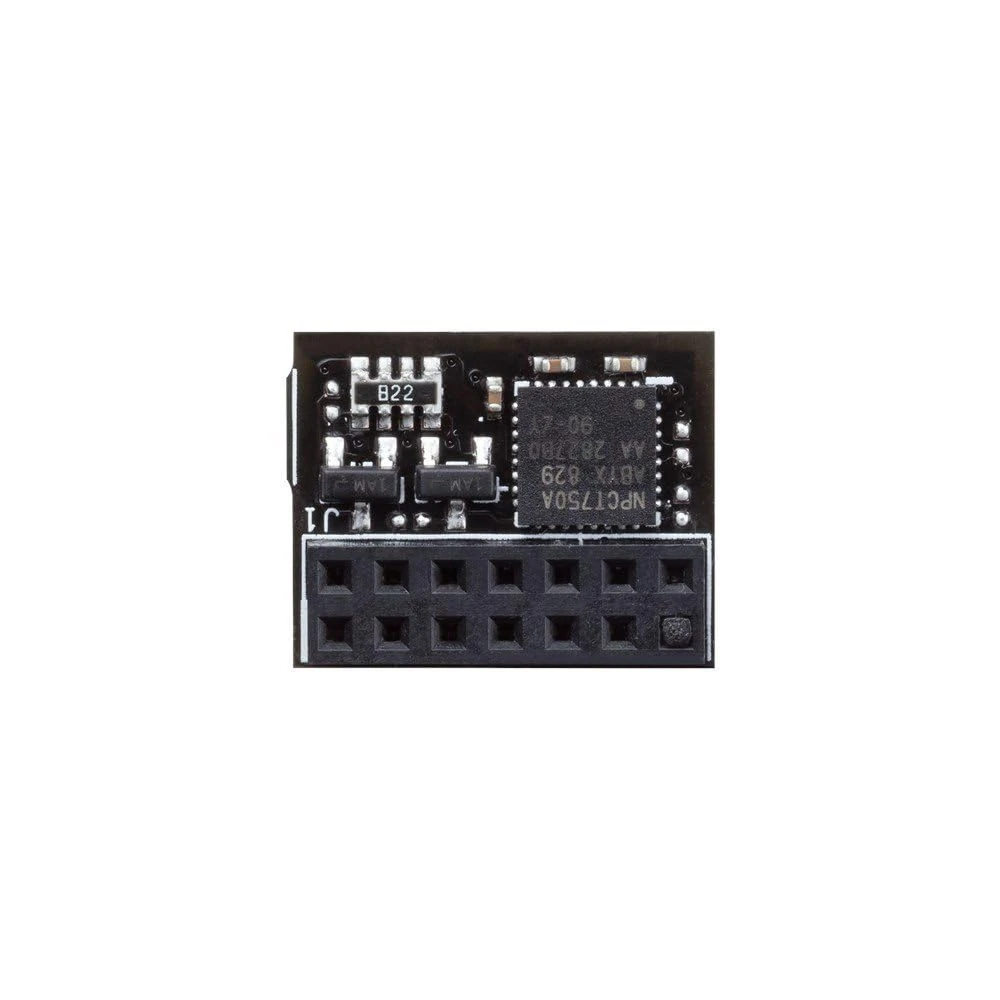 ASUS TPM SPI Modul, Securely Store Keys, Data Passwords, 14-1 Pin, SPI Interface, Nuvoton NPCT750 Chip, One Year Warranty, Black