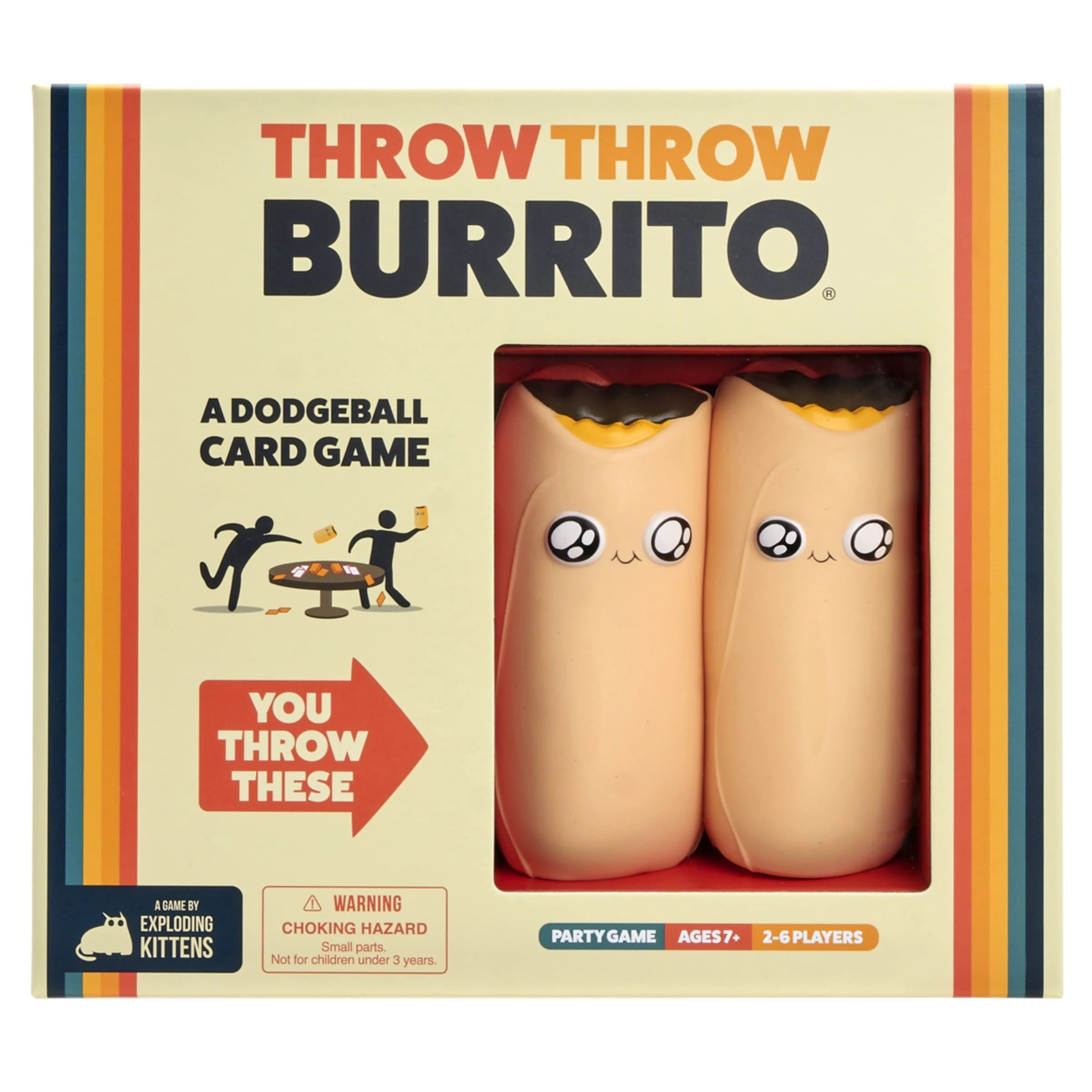 Exploding Kittens - Presents Throw Throw Burrito - A Dodgeball Card Game - Family Card Games for Adults, Teens & Kids - 2-6 Players - Ages 7 and Up - 120 Cards