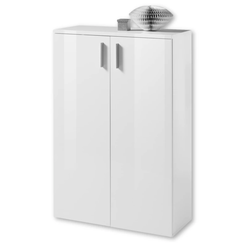 Stella Trading LINCOLN Shoe Cabinet, White High Gloss - Practical Shoe Rack Shoe Chest of Drawers for Space-Saving Storage of Shoes - 80 x 120 x 35 cm (W x H x D)