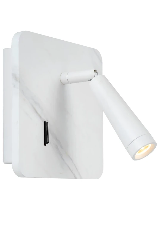 Lucide Oregon - Bedside lamp - LED - 1x3W 3000K - with USB Charging Point - White - Image 1