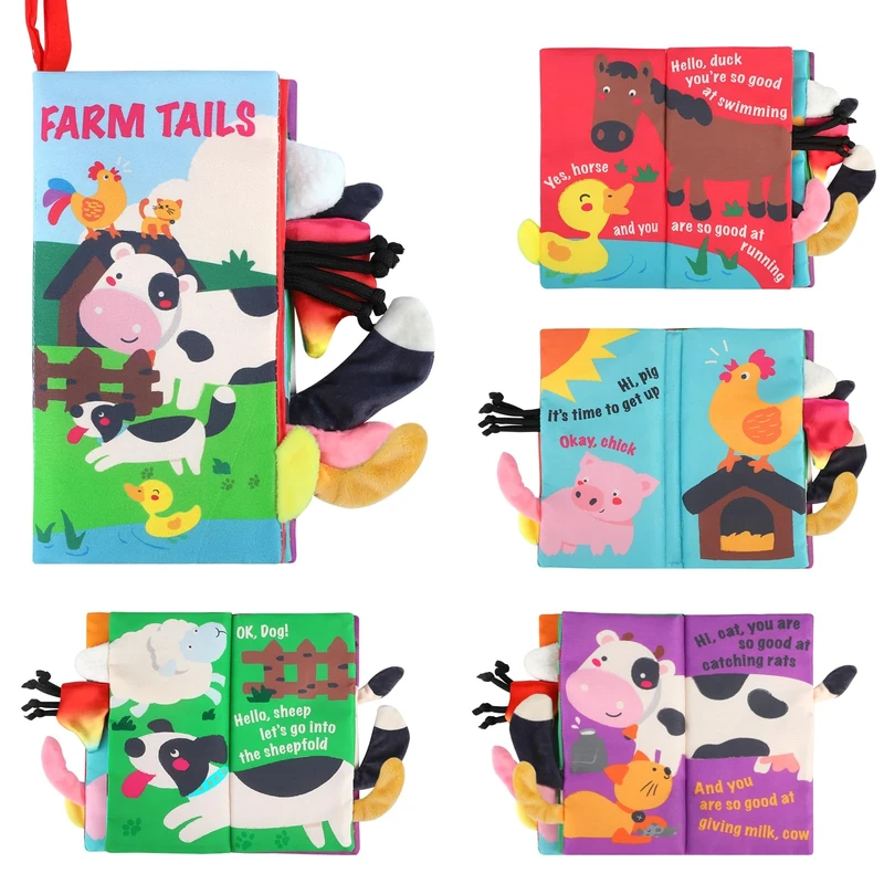 beiens Baby Books Toys, Touch and Feel Crinkle Cloth Books for Babies, Baby Essentials for Newborn, Car Seat Toys Gifts for 0 3 6 12 Months