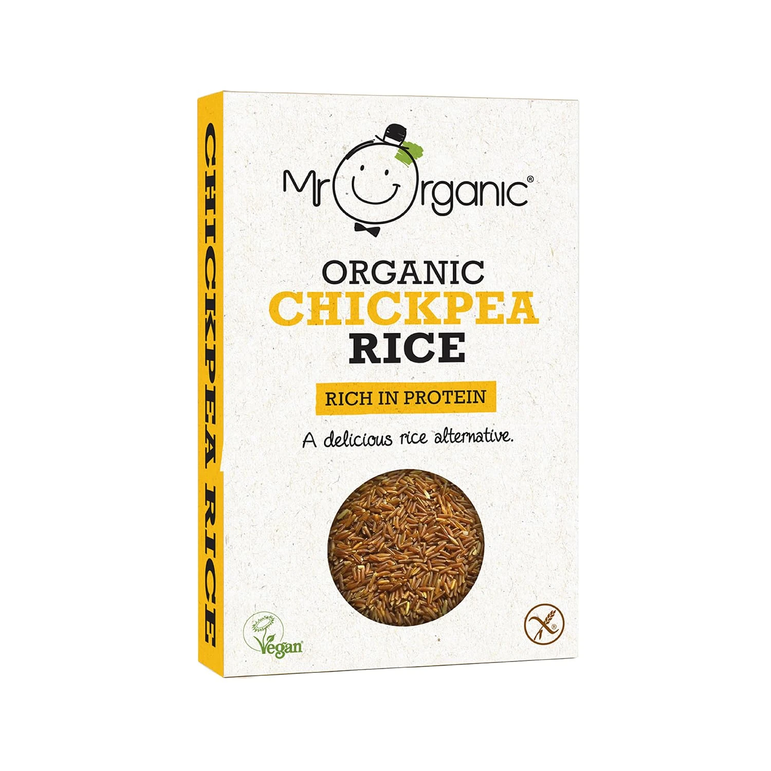 Mr Organic - Organic Chickpea Protein Rice 250g - Non GMO & Preservative Free - Gluten Free & Vegan - Made With Organic Chickpea Flour - Pack of 1