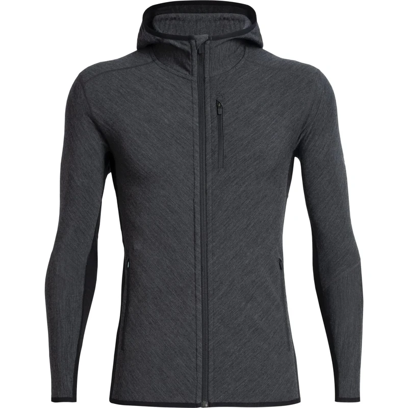 Icebreaker Men's Descender Zip Hoodie Long Sleeve, jet hthr-black, XL - Image 1