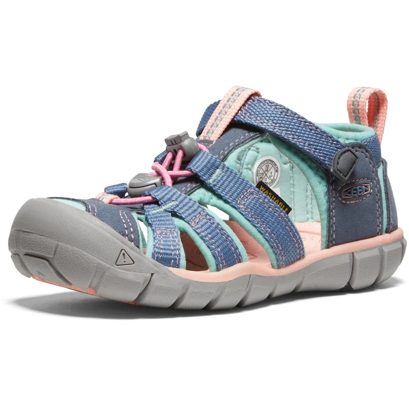 KEEN Unisex-Child Seacamp 2 CNX Closed Toe Sandals, Flint Stone/Ocean Wave, 11