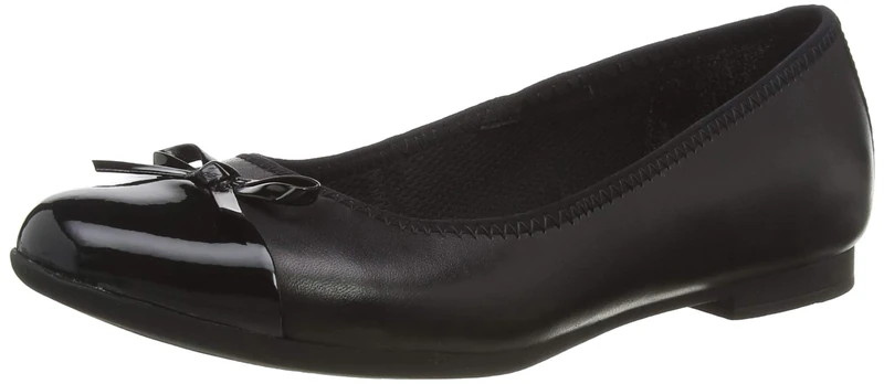 Clarks Girl's Scala Bloom Y Ballet Flats, Black Leather, 3.5 UK