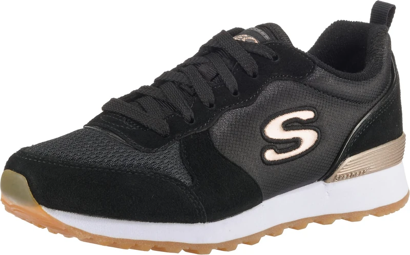 Skechers Women's OG 85 Goldn Gurl Trainer, Black/White, 8 UK