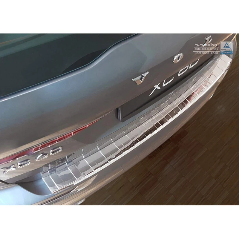 Avisa Chrome stainless steel rear sill protector compatible with Volvo XC60 II 2017-2021 & FL 2021- incl. R-Design 'Ribs'