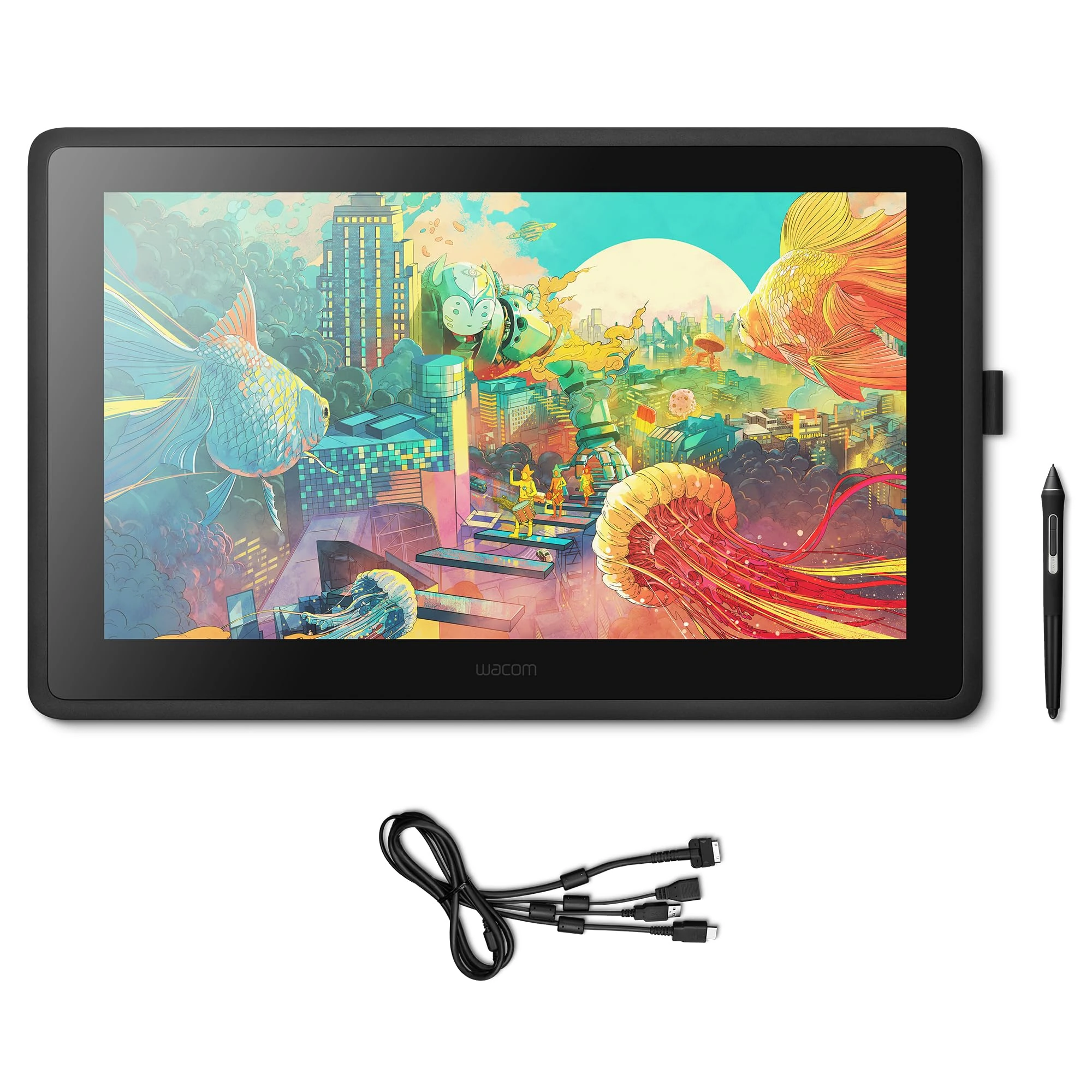 Wacom Cintiq 22 – Drawing Tablet with Screen, Stylus Pen Battery-free & Pressure-sensitive, Compatible with Windows & Mac, Full HD Resolution, Perfect Tablet for Drawing, Graphics or Remote Working