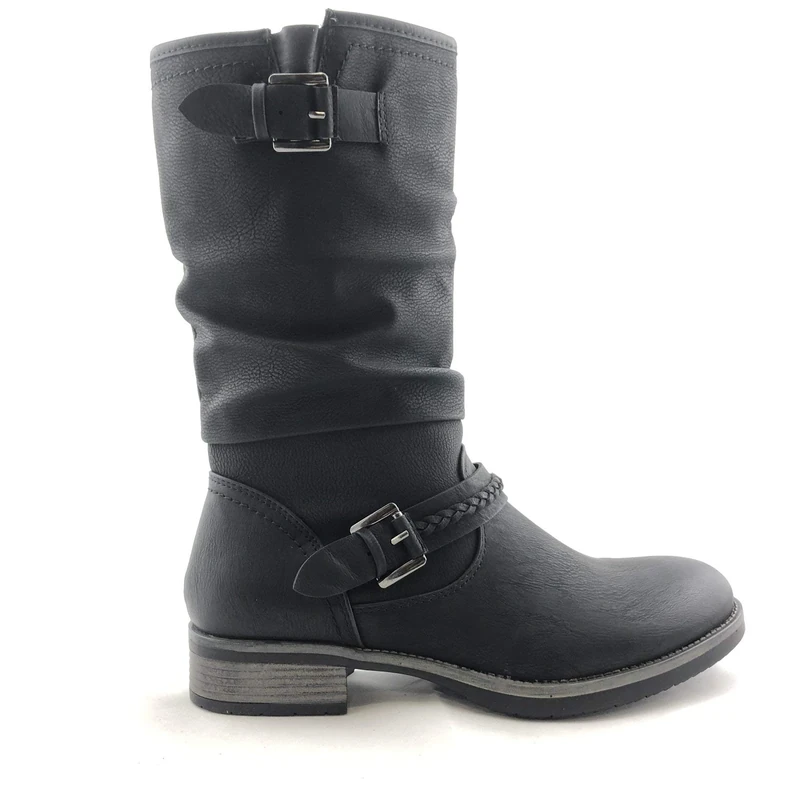 Rieker Estella Womens Calf Length Slouch Boots 4 UK Black