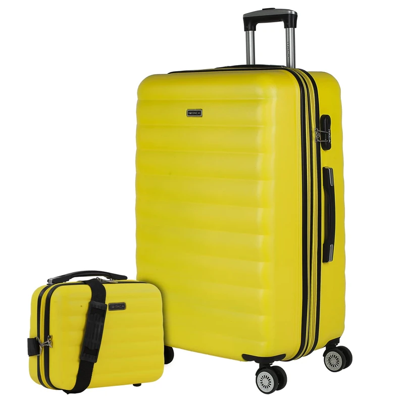 ITACA - Lightweight Suitcases Large - ABS Large Hard Shell Suitcase 75cm Travel Suitcase - Lightweight Suitcases Large with Combination Lock - Rigid Large Suitcase 4 Wheels, Yellow