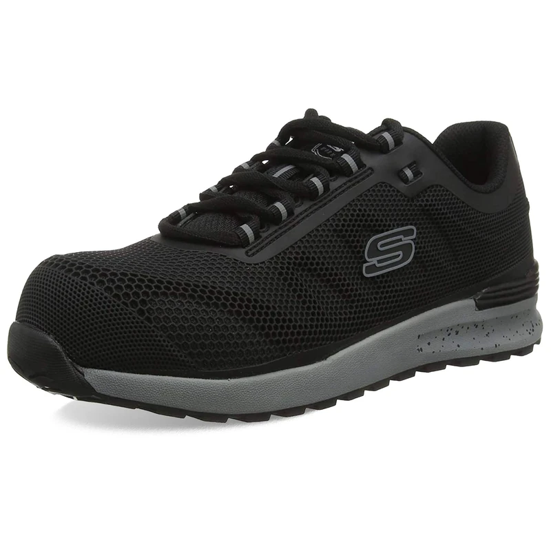 Skechers Men's Bulklin Comp Toe Trainers, Black Textile Synthetic, 6.5 UK