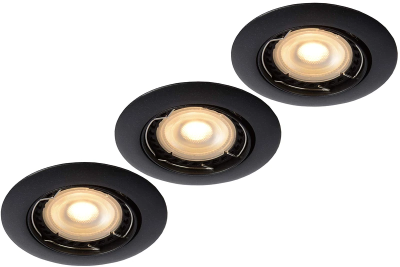 Lucide Focus - Recessed Spotlight - Ø 8,1 cm - LED Dim. - GU10-3x5W 3000K - Black - Set of 3