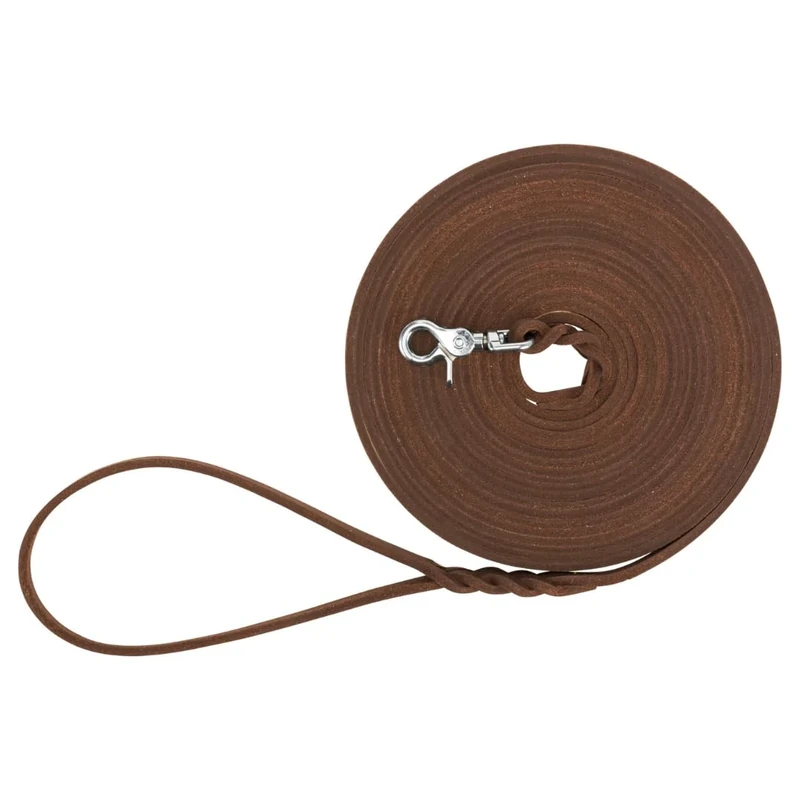 TRIXIE Rustic leather drag leash leather S - M, 10 m 8 mm in dark brown - oiled leather leash for dogs in classic design - for small to large dogs - 18970
