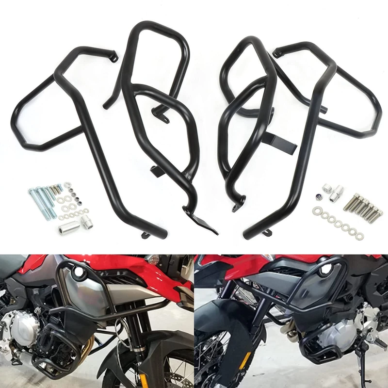COPART Motorcycle Engine Guard Crash Bars Bumper Protector for BMW F750GS F850GS 2018 2019 2020(Lower and Upper,Black)