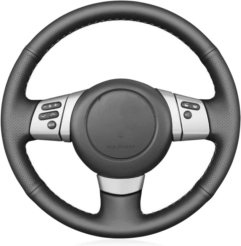 Loncky Auto Custom Fit OEM Black Genuine Leather Steering Wheel Covers for Toyota FJ Cruiser 2007 2008 2009 2010 2011 2012 2013 2014 Interior Accessories
