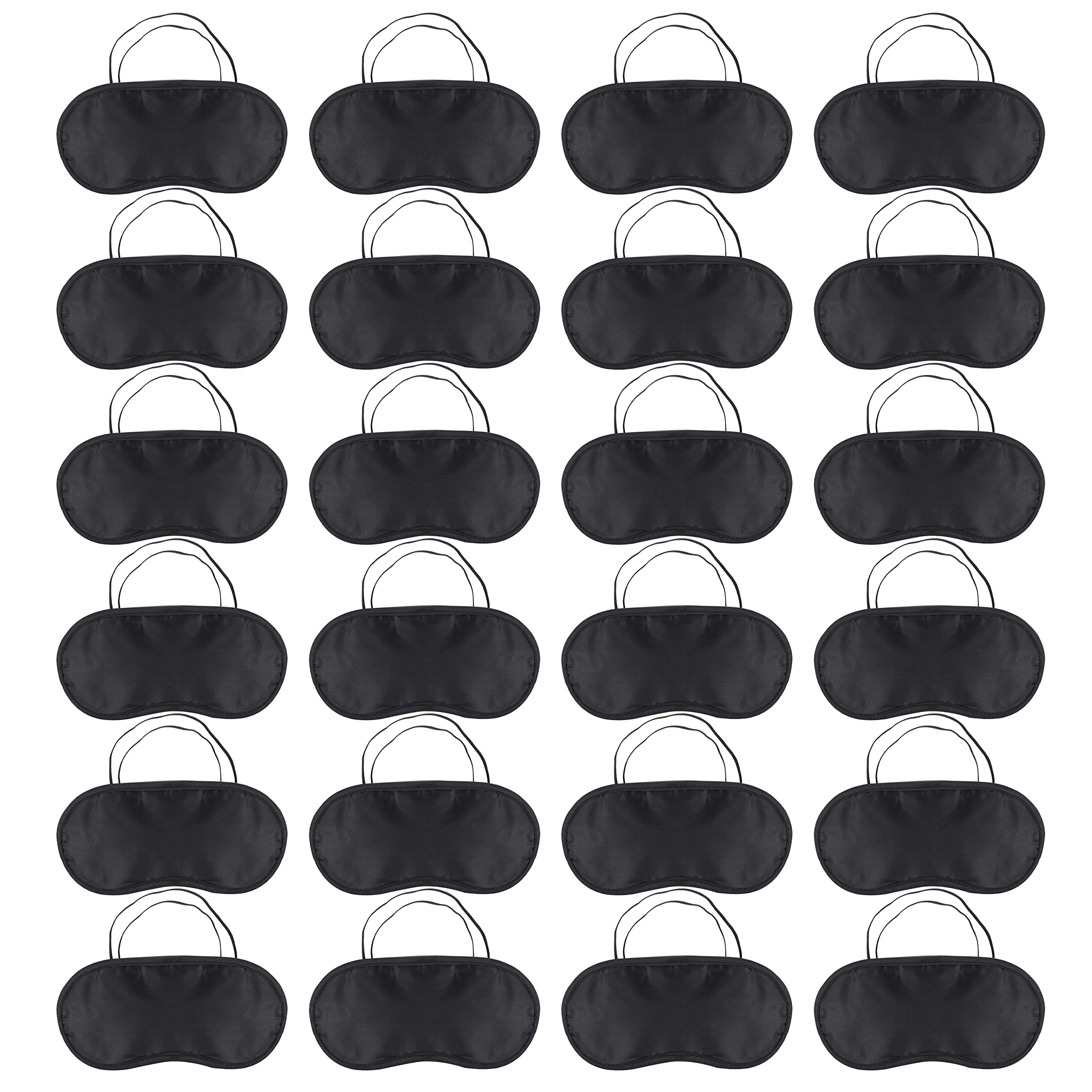 kuou 24 Pack Sleep Eye Mask Shade Cover, Soft Blindfold Travel Sleep Cover Comfortable Lightweight Eye Sleeping Mask for Travel, Sleeping, Lunch Break (Black)