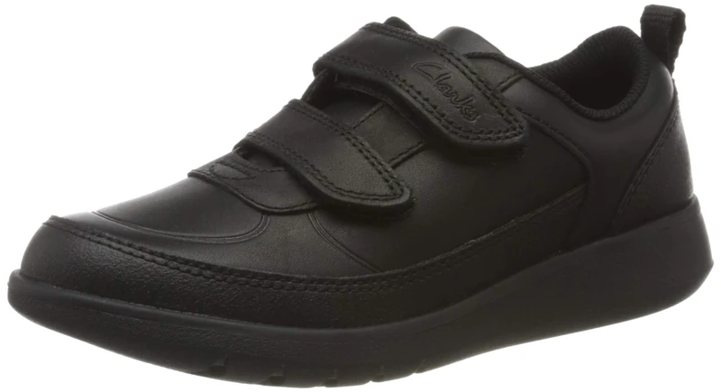 Clarks Boy's Scape Flare Low Top Sneakers, Black Black Leather Black Leather, 2.5 UK