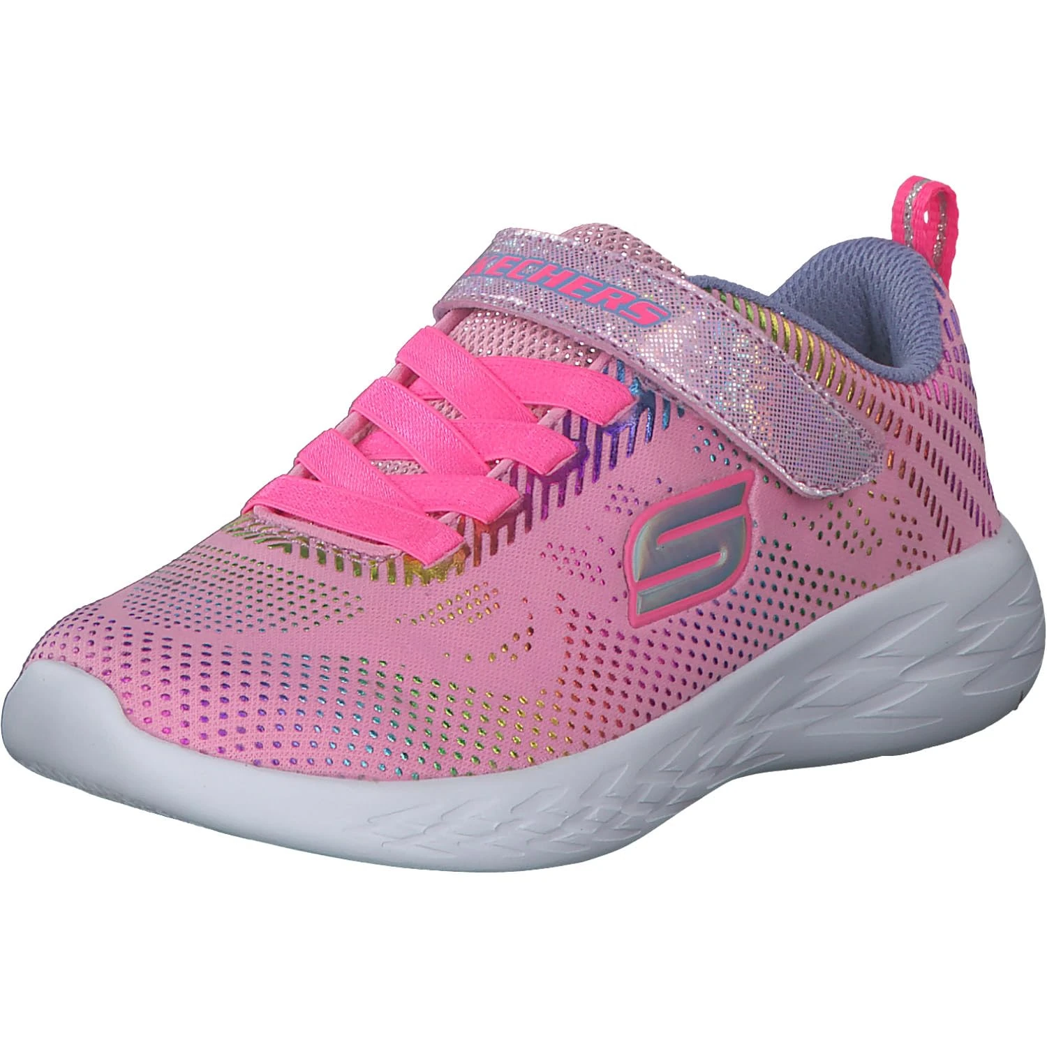 Skechers Girl's Go Run 600 Shimmer Speeder Trainers, Pink Light Pink Mesh Multi Foil Trim Lpmt, 2 UK