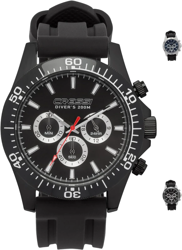 Cressi Nereus Watch - Sport Quartz Analog Watch Waterproof 200 Mt with Chronograph