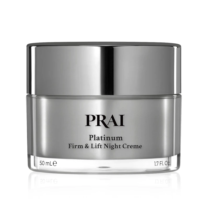 PRAI Platinum Firm & Lift Night Creme 50ml - Nourishing & Hydrating Overnight Moisturiser With Platinum, Shea Butter, Vitamin A - Plumps, Firms, Brightens - Reduces Appearance Of Wrinkles & Fine Lines