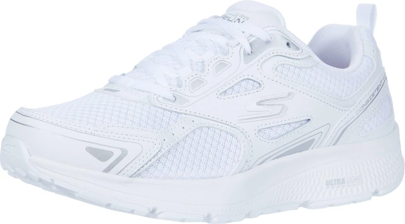 Skechers GO RUN CONSISTENT, Women's Go Run Consistent Slip On Trainers, White (White Leather/Synthetic/Silver Textile Wsl), 5.5 UK (38.5 EU)