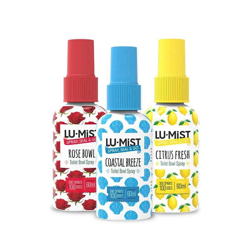 Lu-Mist Toilet Bowl Spray (Pack of 3) 3 x 60ml (Citrus Fresh, Rose Bowl, Coastal Breeze)
