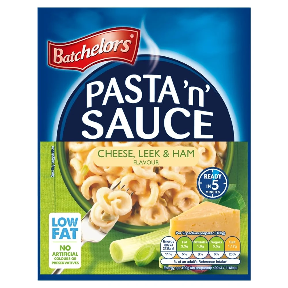Batchelors Pasta 'n' Sauce, Cheese, Leek & Ham Instant Snack, 99 g Packet (Pack of 1)