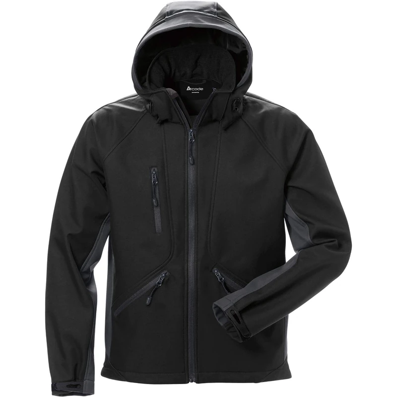 ACODE Men's Windwear Soft Shell Hooded Jacket Black Size 60/62 (XXL)