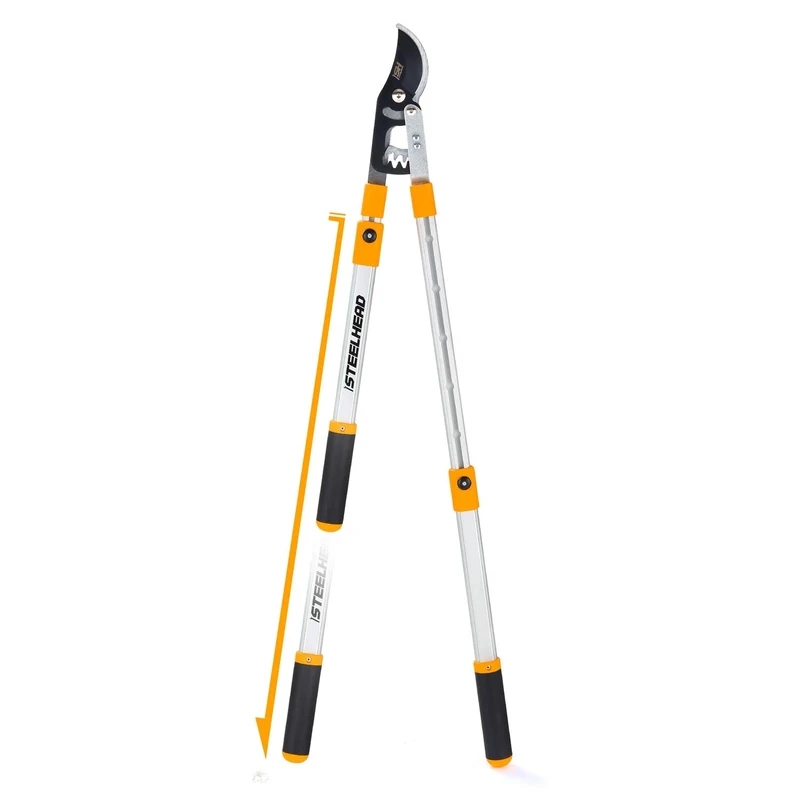 STEELHEAD Heavy-Duty 27-40" Adjustable Gear-Bypass Limb & Branch Lopper, Telescoping Extendable Handles, Ratcheting, Cuts Up to 1-3/4”, Secateurs, Shock-Absorbing, Effort-Saving, USA-Based Support
