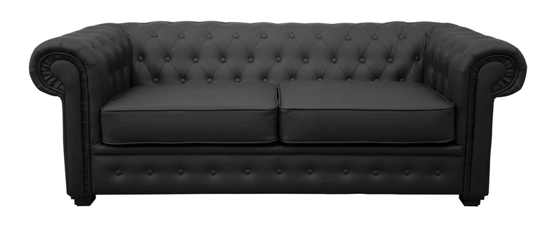 Sofas and More Chesterfield Style Venus Sofa 3 Seater 2 Seater Armchair Black Faux Leather (2 Seater)