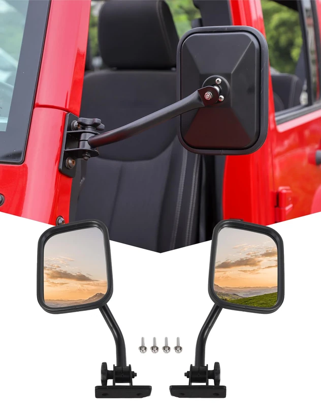 JeCar Door Off Mirrors Rear View Quick Release Mirrors for 1997-2018 Jeep Wrangler TJ JK JKU
