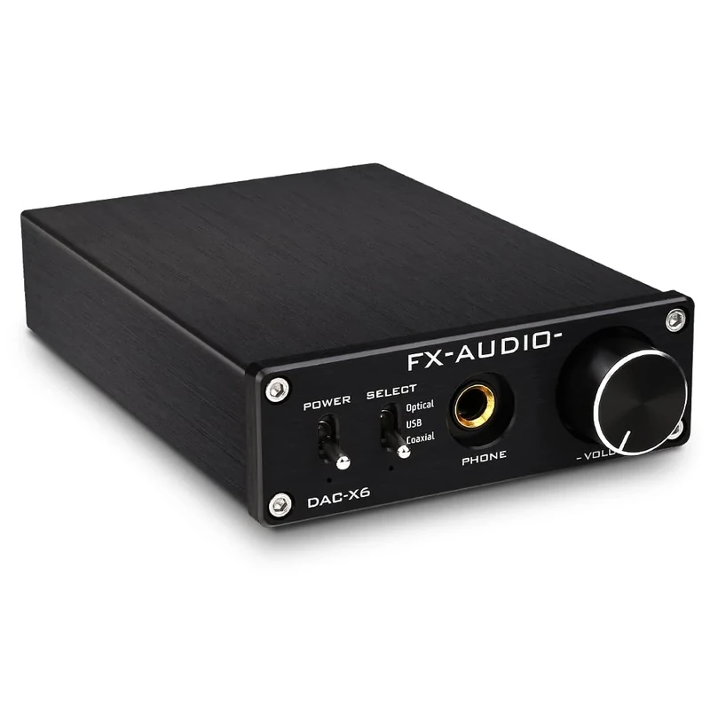 FX-AUDIO- DAC-X6 Mini DAC Headphone Amplifier, USB Coaxial Optical Input, RCA/AUX Output, HiFi 2.0 Digital Audio Desktop Decoder Headphone Amp for Home Theater, Support up to 24bit/192kHz Black