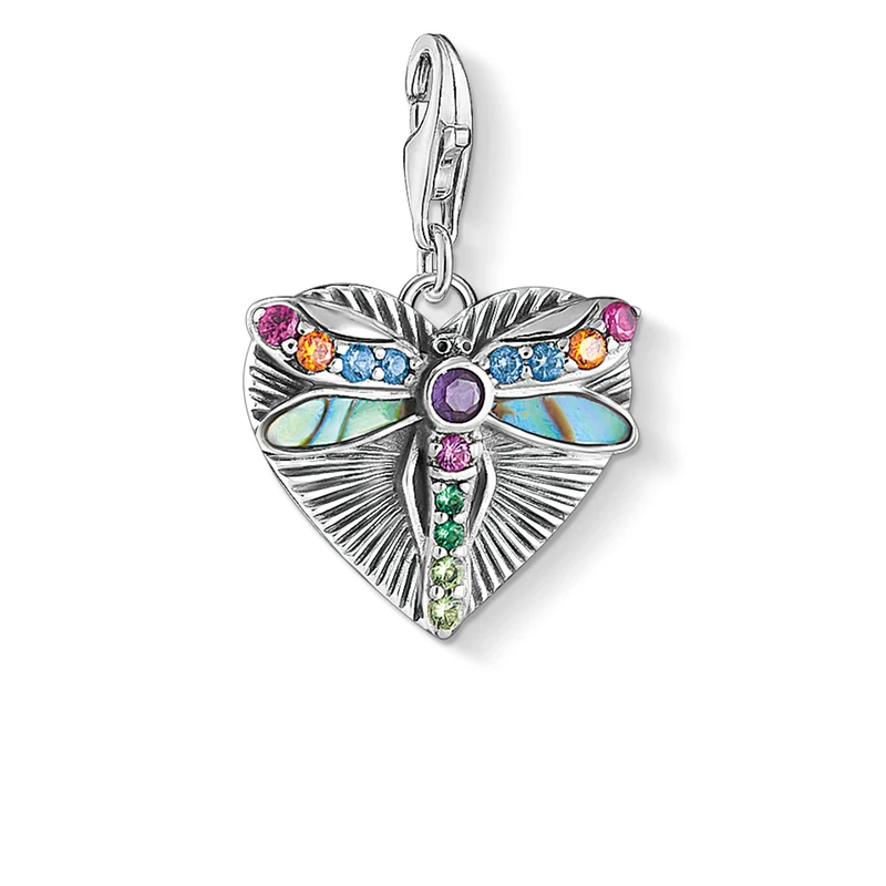 Thomas Sabo Women Charm Pendant Heart Dragonfly Charm Club 925 Sterling Silver 1811-964-7