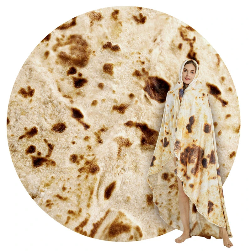 SeaRoomy Burritos Tortilla Throw Blanket - Giant Round Soft Wrap for Adults and Kids - Novelty Design - Image 1