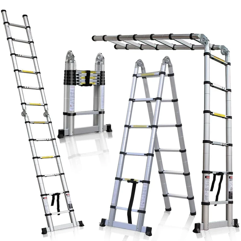 5M 2-in-1 Folding Telescopic Ladder, EN131 Certified, Maximum Load 150 kg (2.5 m + 2.5 m) Silver