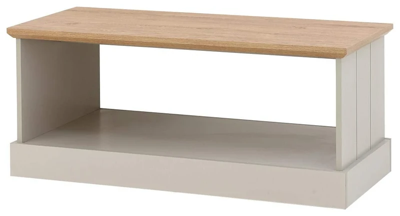 GFW Kendal Grey Coffee Table With Contrast Oak Top For Living Room, Features Storage Shelf For Display Living Room Entertainment, Media Accessories & Books, Oak/Grey, H43 x W100 x D47cm