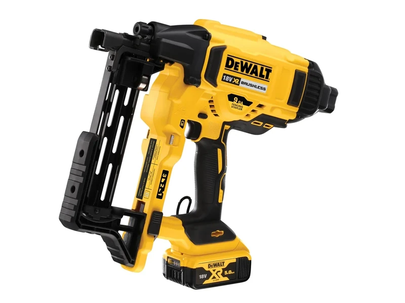 DEWALT DCFS950P2-GB 18v BL Fencing Stapler with 2 5ah Batteries and Kitbox