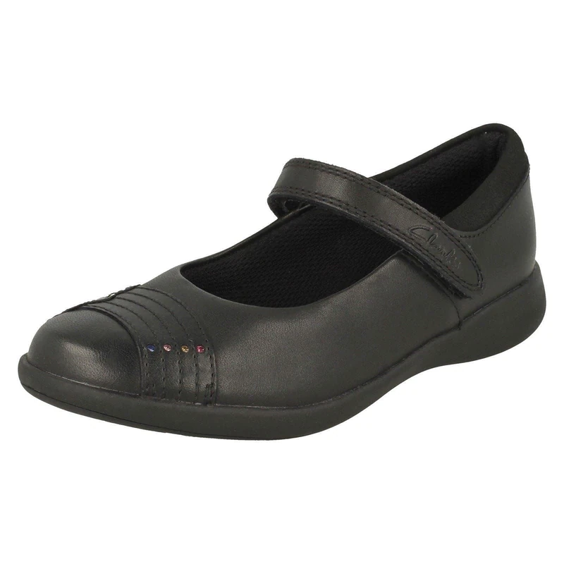 Clarks Girl's Scala Gem K Ballet Flats, Black Black Leather Black Leather, 1.5 UK