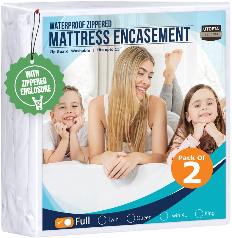 Utopia Bedding Zippered Mattress Encasement, Six-Sided Absorbent Cover, Waterproof Protector, Bed Bug & Dust Mite Proof (Full)