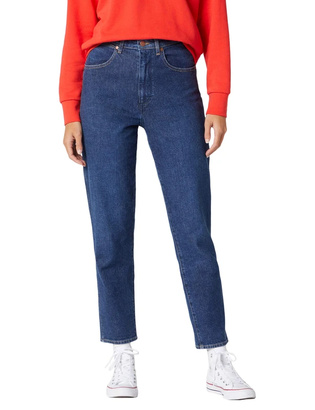 Wrangler Women's Mom Jeans Straight Jeans, Blue (Deep Sea 12s), W24/L32 (Manufacturer size: 24/32) - Image 1