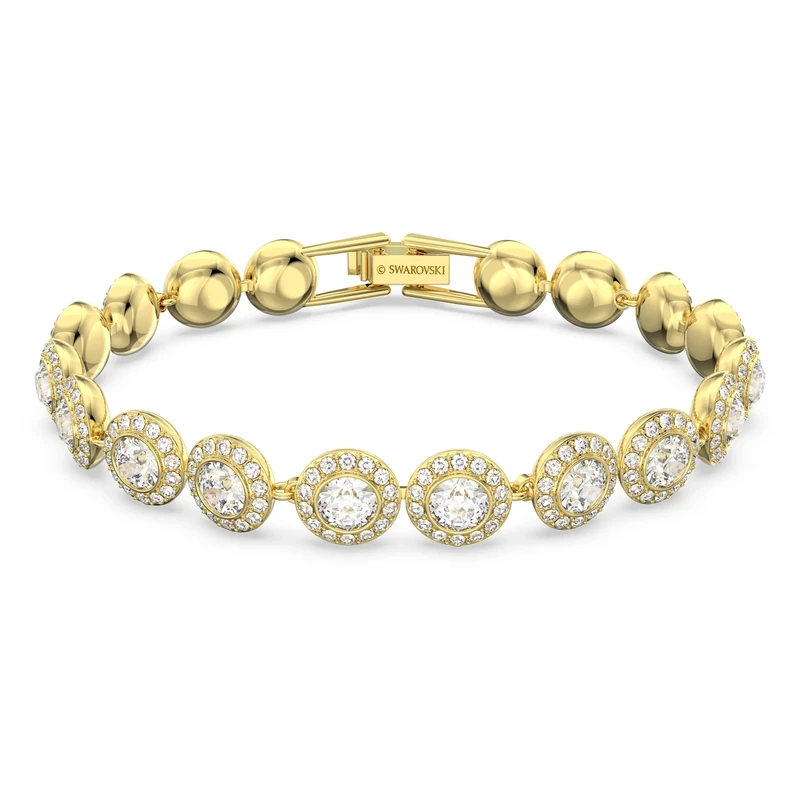 Swarovski Angelic bracelet, Round cut, White, Gold-tone plated