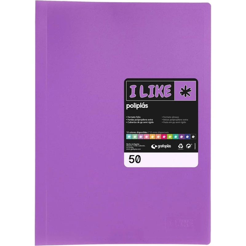 Grafoplas 1461369 Job Application Folder, Folio, 50 Sealed Sleeves, Lavender, Polyplasen, I Like