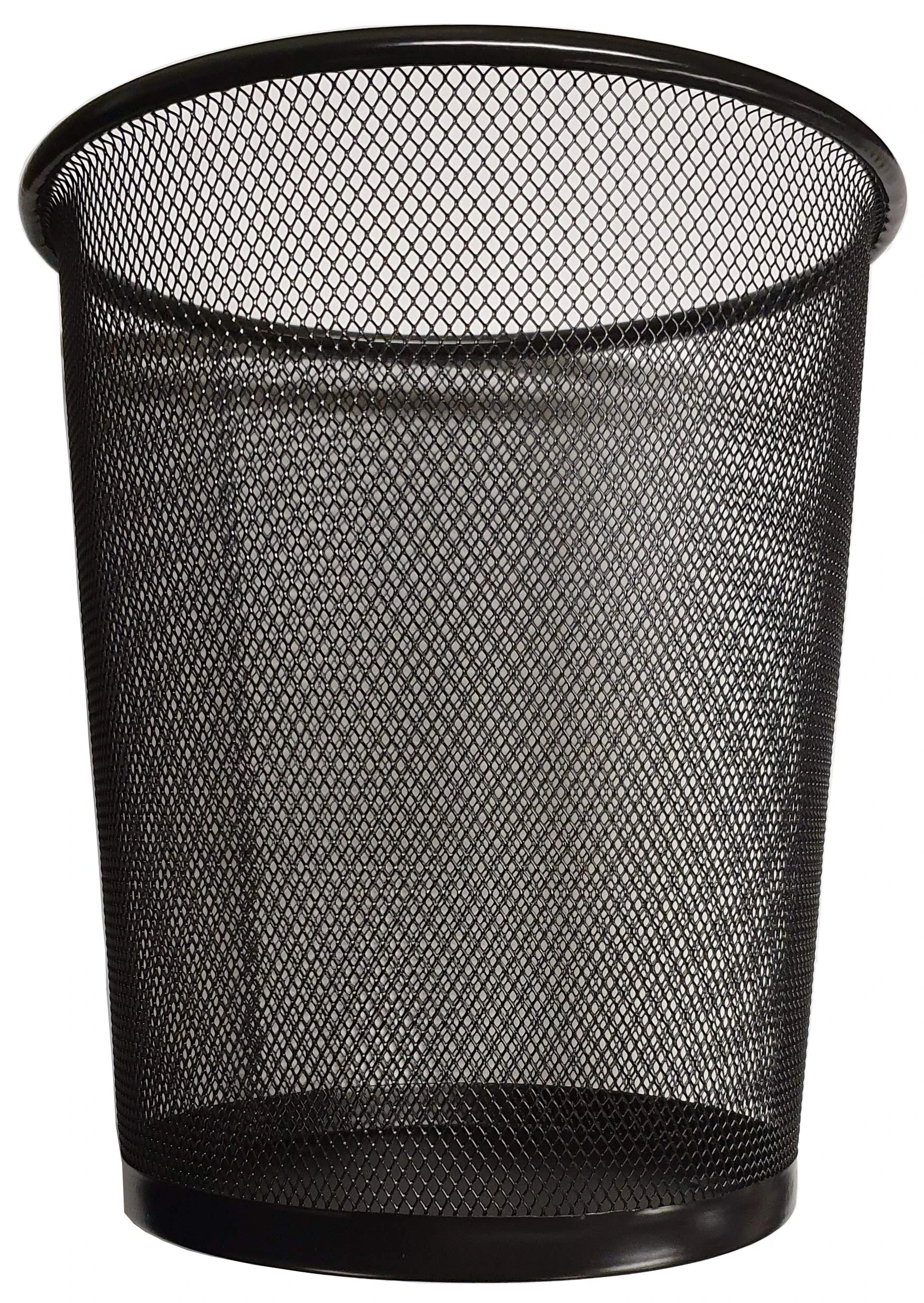 DIVCHI Round Trash Can Bin - 1 Pack Black Non-Slip Mesh Bins Waste Paper Bin Sturdy Metal Bin Indoor Waste Bin for Home Bedroom Office Bathroom Living Room & Kitchen (Black)