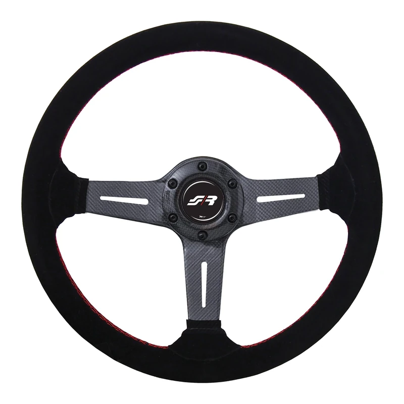 Simoni Racing Carlos Universal Sport Steering Wheel in Black Suede, Real Carbon Razes