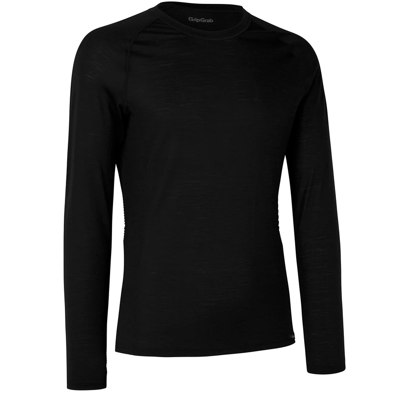 GripGrab Merino Wool Blend Long Sleeve Cycling Base Layer Thermal Bicycle Hiking Under-Shirt Spring Autumn Winter Black
