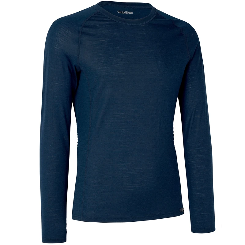 GripGrab Merino Wool Blend Long Sleeve Cycling Base Layer Thermal Bicycle Hiking Under-Shirt Spring Autumn Winter Navy Blue