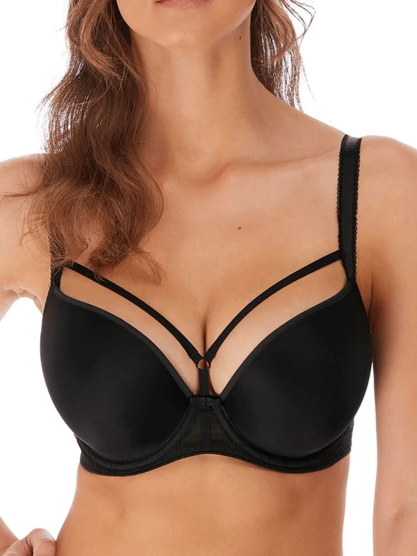 Freya Women's Awakening Moulded Plunge Deco Underwire T-Shirt Bra, Black, 34DD