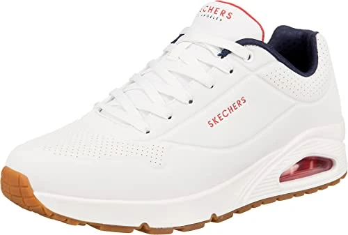 Skechers Men's Uno Stand On Air Trainers, White Durabuck/Navy/Red Trim, 10 UK