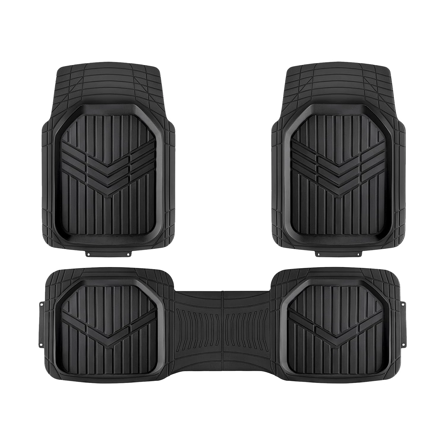 Amazon Basics 3-Piece All-Season Heavy Duty Rubber Floor Mat for Cars, SUVs and Trucks, Black
