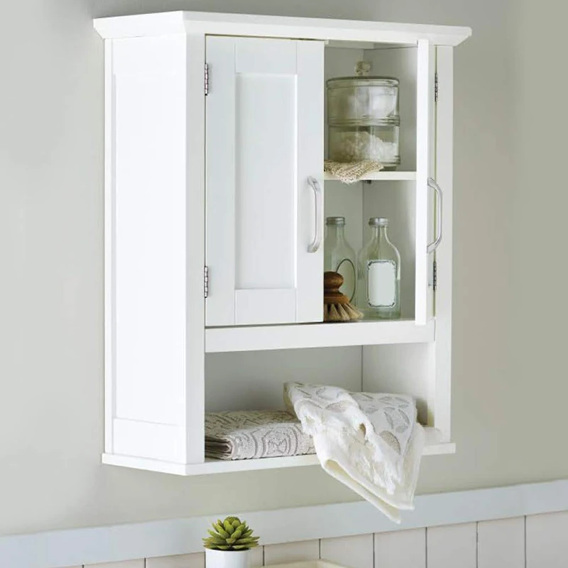 BAKAJI 3-Tier White Wood Composite Bathroom Wall Cabinet - Image 1